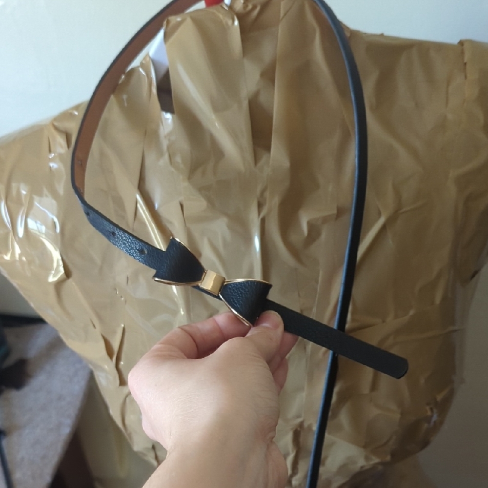 3/$15 Belts! Black/Tan Reversible Bow Belt with Gold Accent